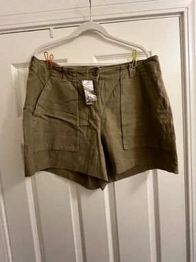 Jcrew Women’s Olive Green Linen Blend Shorts